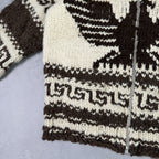Vintage Couchan Indian Hand knit Wool Sweater Zip Eagle  Size M