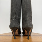 Womens Manolo Blahnik Pamfilo Stretch Gray Suede Pull On Stiletto Boots Size 40