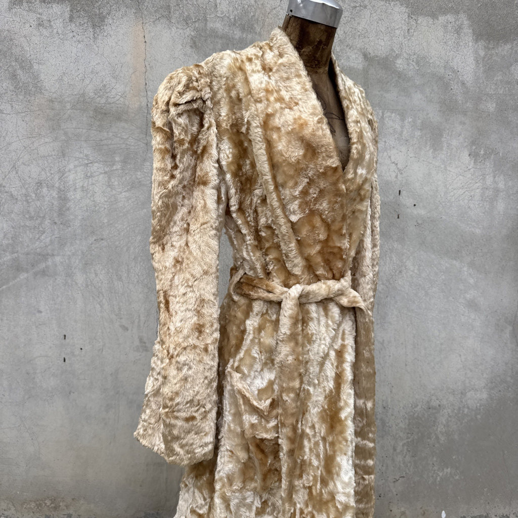 Vintage 1930s Fuzzy Plush Teddy Bear Dressing Gown Robe Coat Art Deco Dress
