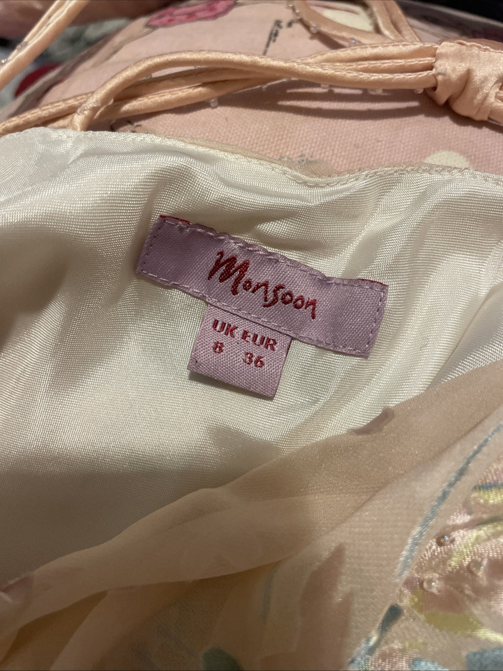 90s Monsoon Silk Floral Dress