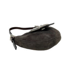 FENDI Vintage FF Logo Micro Croissant Suede Mini Bag Pochette Gray Brown Silver