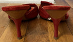Casadei Red Suede Fringe Stiletto Mule with Tassels - Women's Size 9