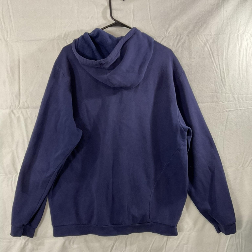 VTG Adidas Hoodie Men XL Blue Full Zip Fleece 3-Stripes Logo Sweatshirt Athletic