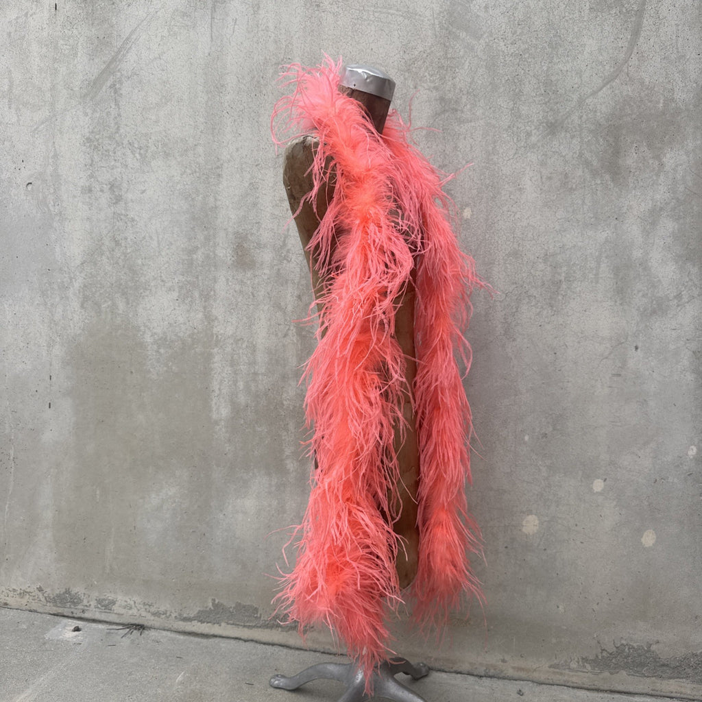 Vintage 1930s Pink Ostrich Feather Boa Scarf Shawl Old Hollywood Dress Accent