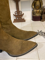 Cowtown Vintage Brown Tall Sueded Western Cowboy Riding Rodeo Ranch Boots 6 D