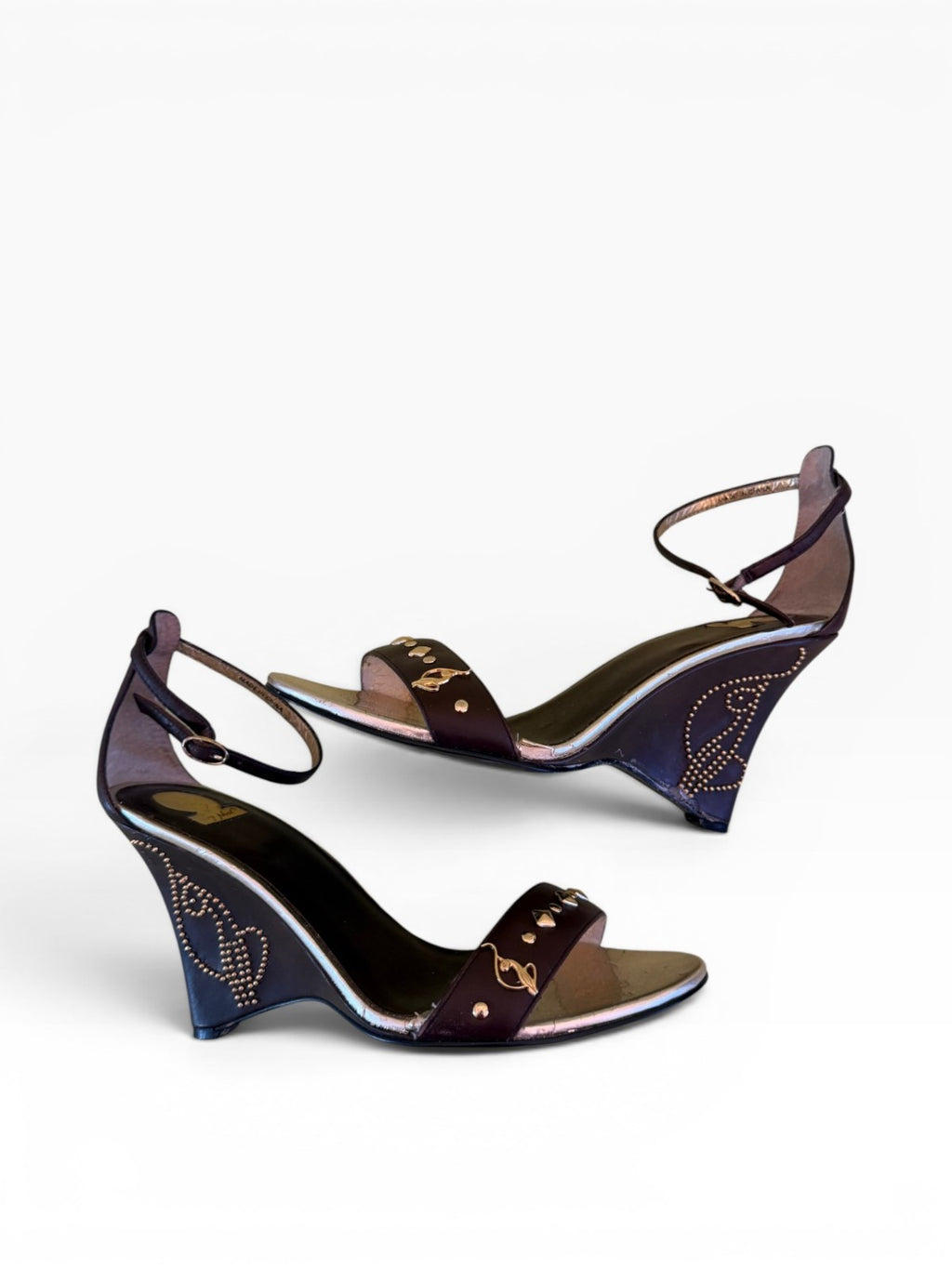 Baby Phat Y2K Brown Studded Wedge Sandal Size 7 Heels