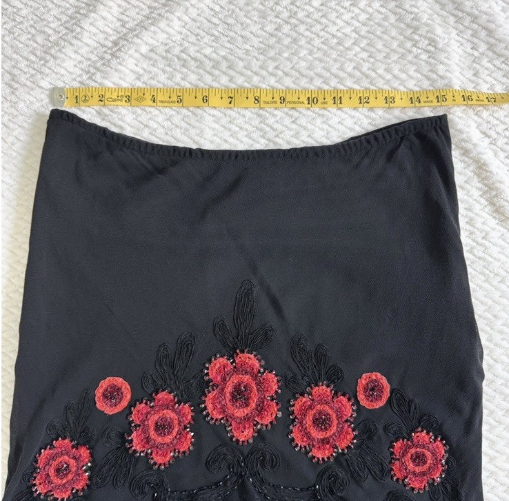 Sue Wong Vintage Silk Beaded Embroidered Skirt Top Set Size 6 Black