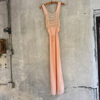 Vintage 1930s Pink Rayon Satin Slip Dress Bias Cut Embroidered Cherries Gown