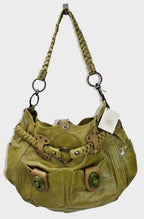 Jamin Puech Green Patent Leather Handbag with Braided Belt