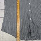 AMI Alexandre Mattiussi Striped Cotton Button Shirt Mens Sz XL Slim Fit Black