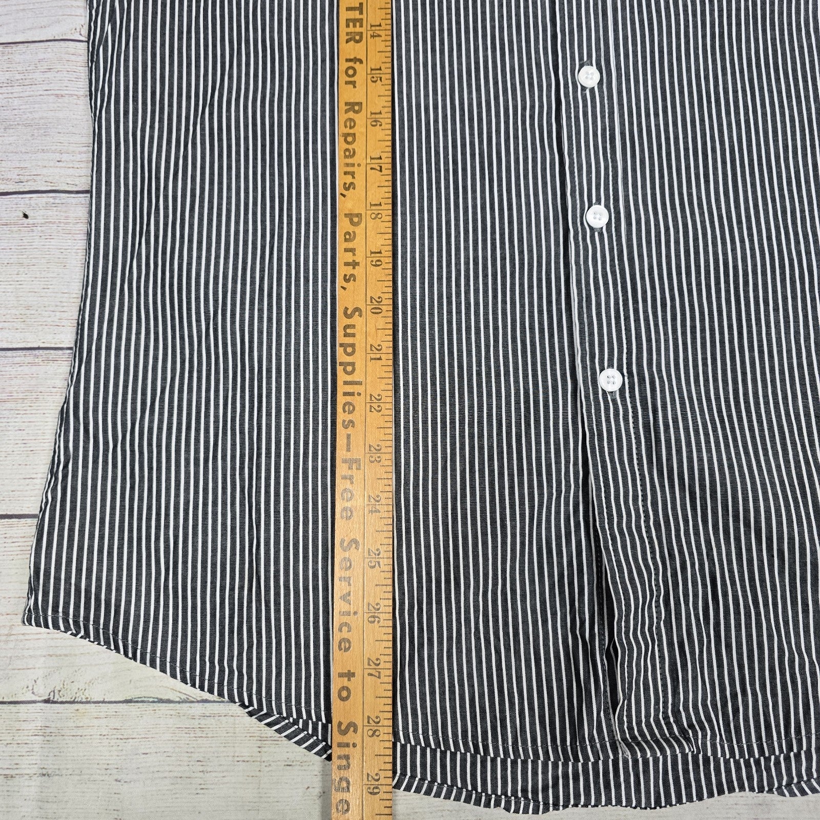 AMI Alexandre Mattiussi Striped Cotton Button Shirt Mens Sz XL Slim Fit Black