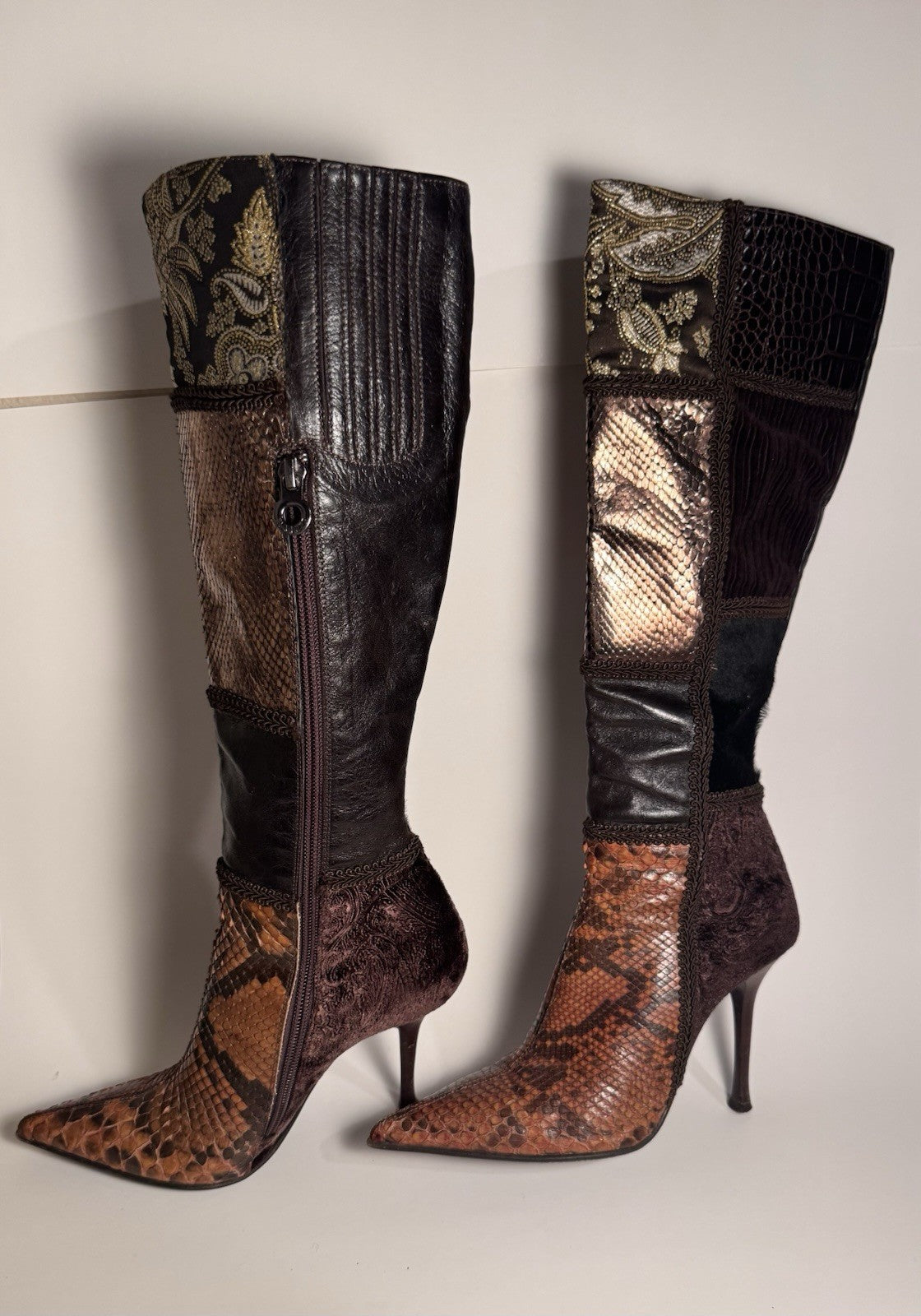 Le Silla Vero Cuoio Knee-High Boots Snake Skin|Fur|Italian Leather– EU36 / US5.5