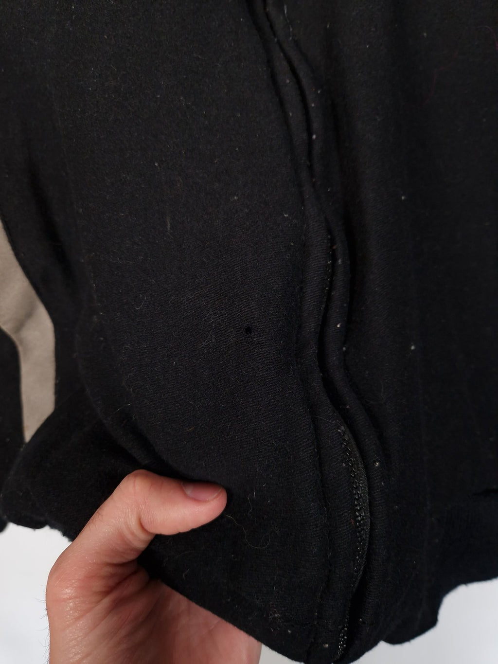 90's Nike Varsity Jacket Size Medium Oversized Black Grey Leather Wool Bomber
