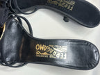 Salvatore Ferragamo Vara Kitten Black Patent Leather Bow Shoes Size 6.5
