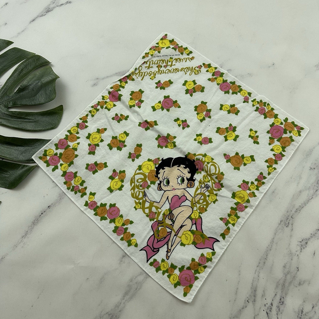 Betty Boop 1990s Floral Bandana White Pink