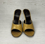 GUCCI Tan Croc leather Stiletto Mules Heels Sz 8.5
