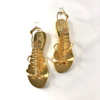 Giuseppe Zanotti Fishbone Gold Piranha Crystal Embellished Flat Sandals 37