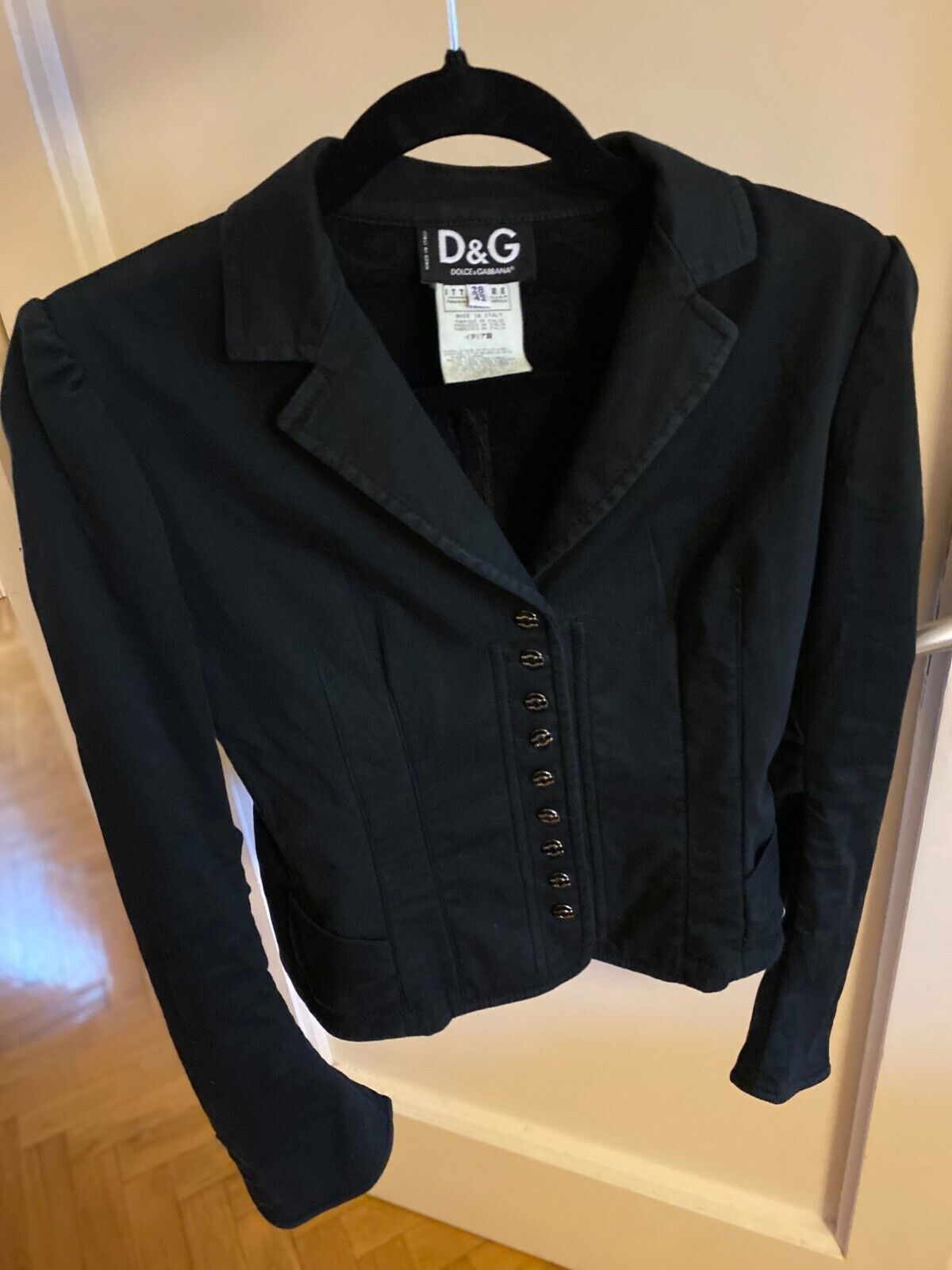 Designer Dolce&Gabbana D&G 90s Corset Gaultier Lace Black Blazer Size 28 S M