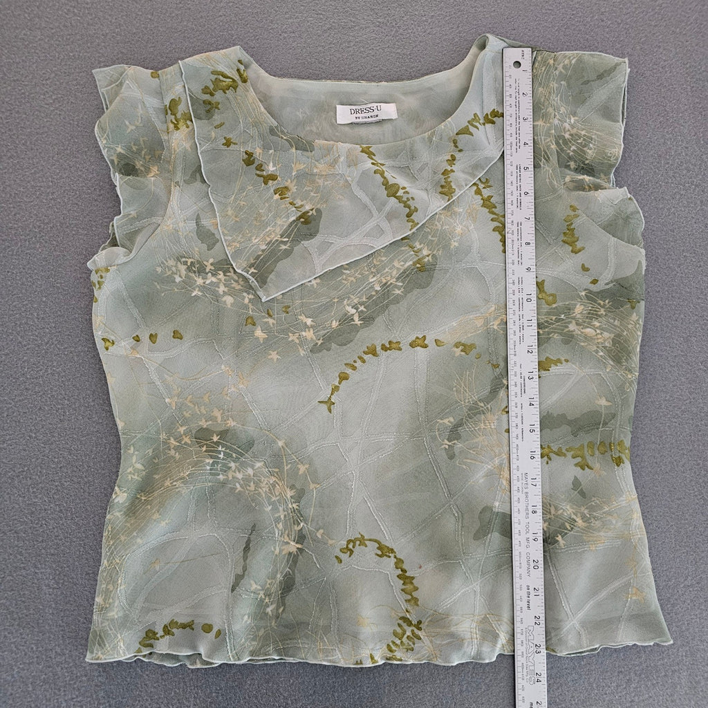 Vintage Y2K Sage Green Tiered Two Piece Skirt Set Size 14