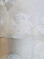 Antique Chiffon Silk Scarf Head & Neck Scarf Delicate Floral White Lace 1900's