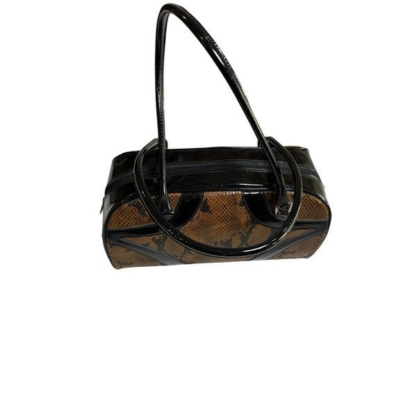 Bonini Medium Brown Snake Skin Shoulder Bag