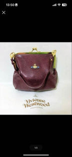 Vivienne Westwood Vintage Wine Red Leather Pouch Rare with Dust Bag #FA ZFA