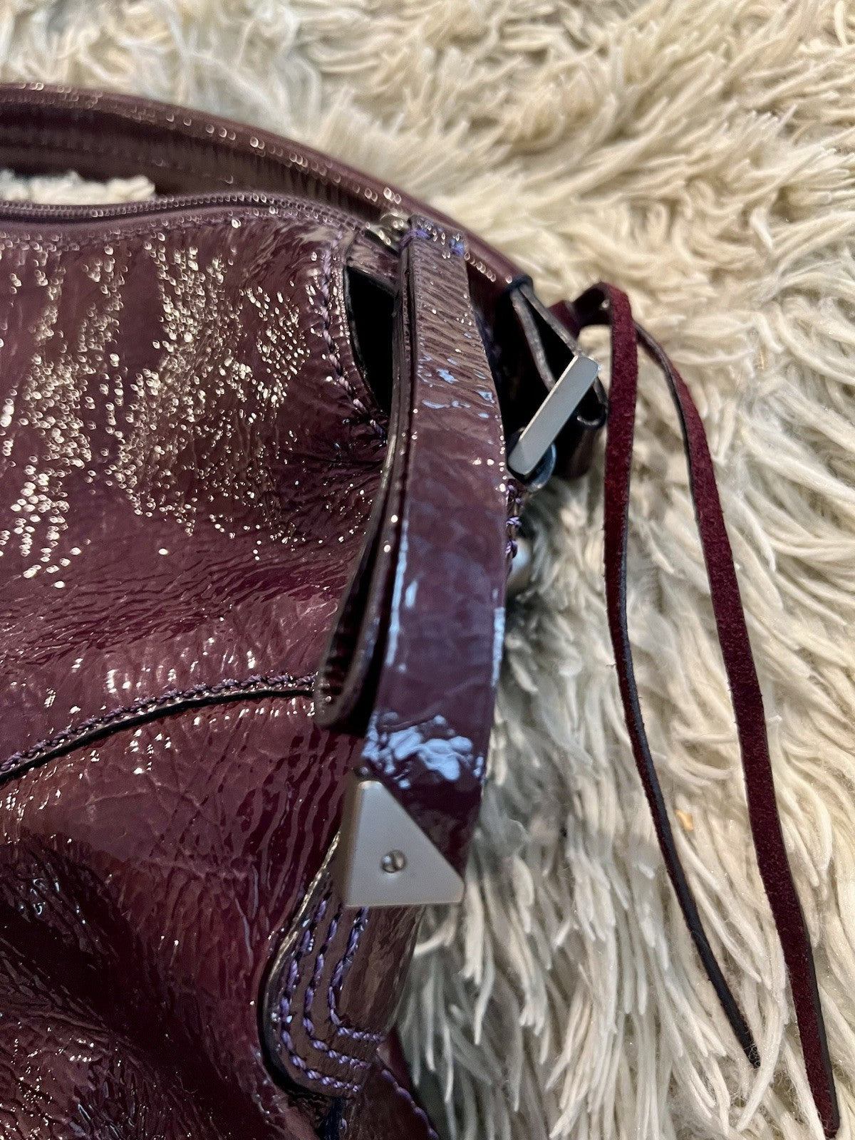 Francesco Biasia Purple Patent Leather Shoulder Bag