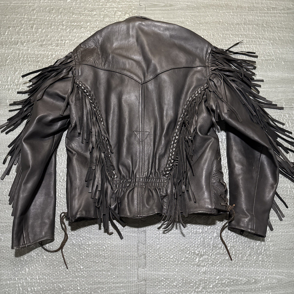 Vintage Route 66 Jacket Leather Fringe Front Zip Black Womens 12 Biker Rodeo