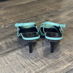 Gucci Turquoise Leather Slingback Heels Square Toe Pumps Women’s Size 34.5 Italy