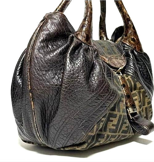 Fendi Zucca Spy Bag Dark Brown Canvas and Leather