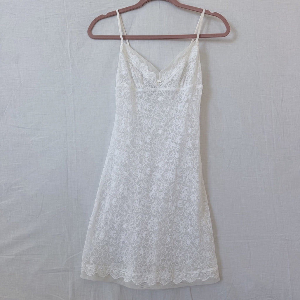 Victoria’s Secret Y2K White Lace Babydoll Slip Dress Nightgown M Coquette Fairy