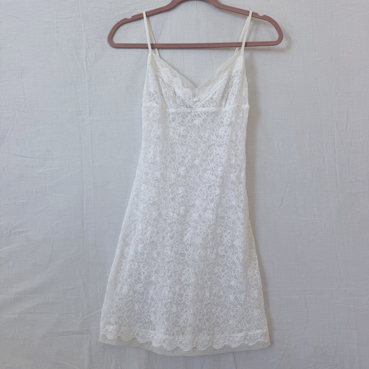 Victoria’s Secret Y2K White Lace Babydoll Slip Dress Nightgown