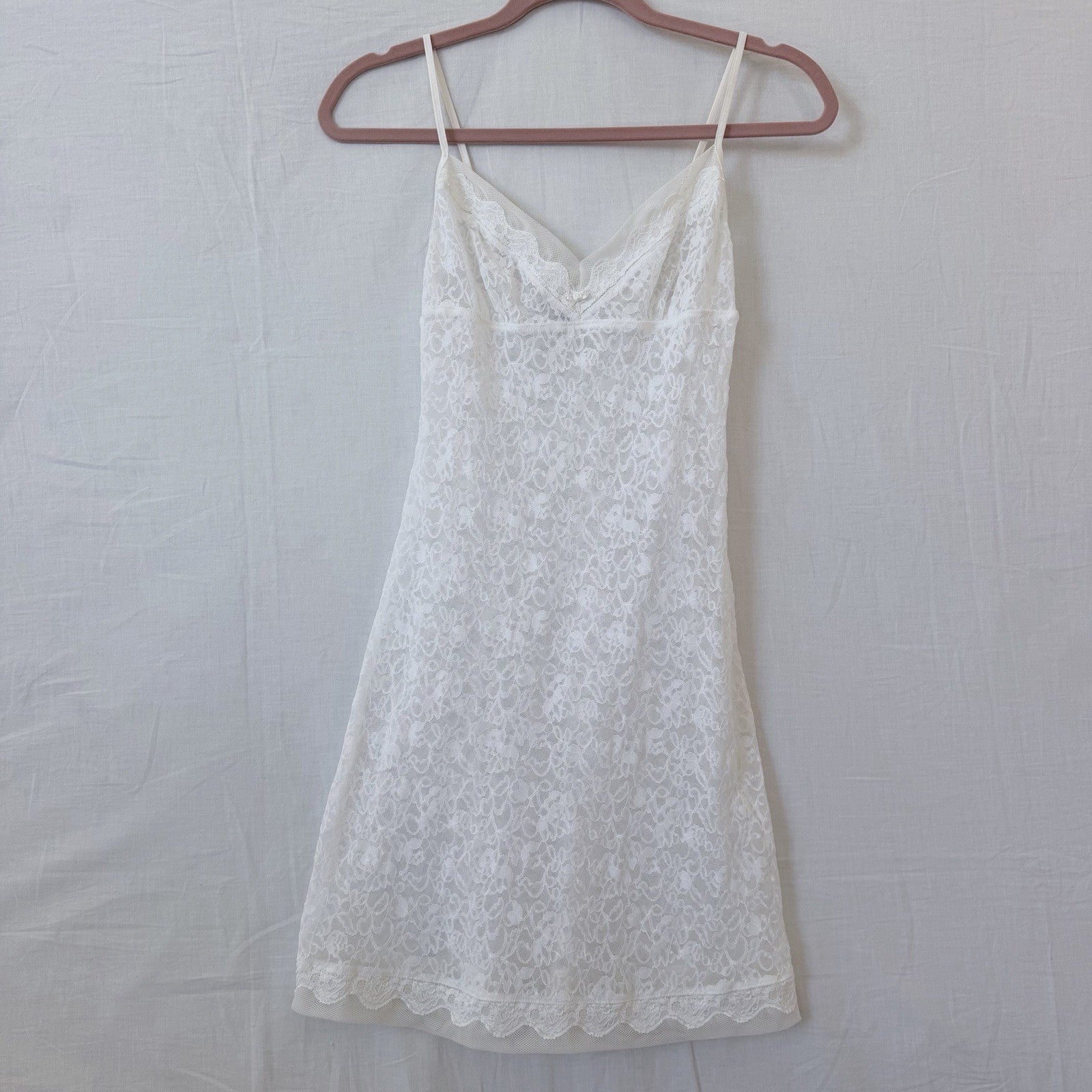Victoria’s Secret Y2K White Lace Babydoll Slip Dress Nightgown M Coquette Fairy