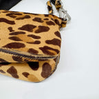 PRADA Brown Leopard Print Pony Hair Shoulder Bag