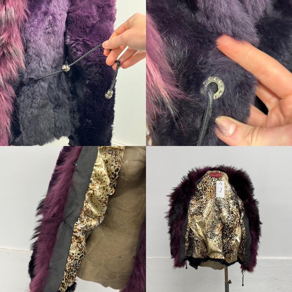 Vintage Y2K Purple Rabbit and Raccoon Fur Jacket