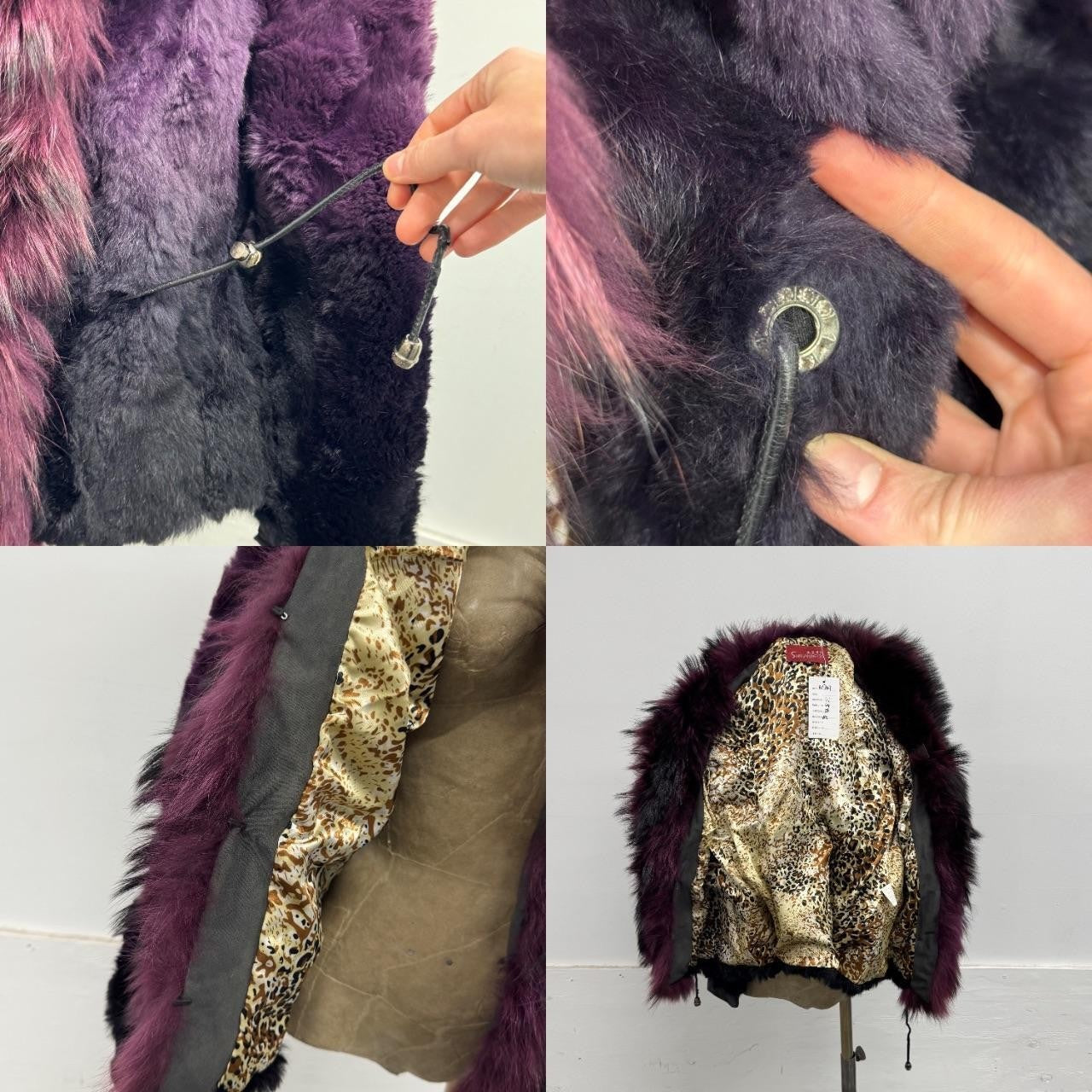 Vintage Y2K Purple Rabbit and Raccoon Fur Jacket