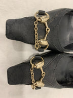 Gucci Vintage Horsebit Chain Pumps Black GG Monogram 37