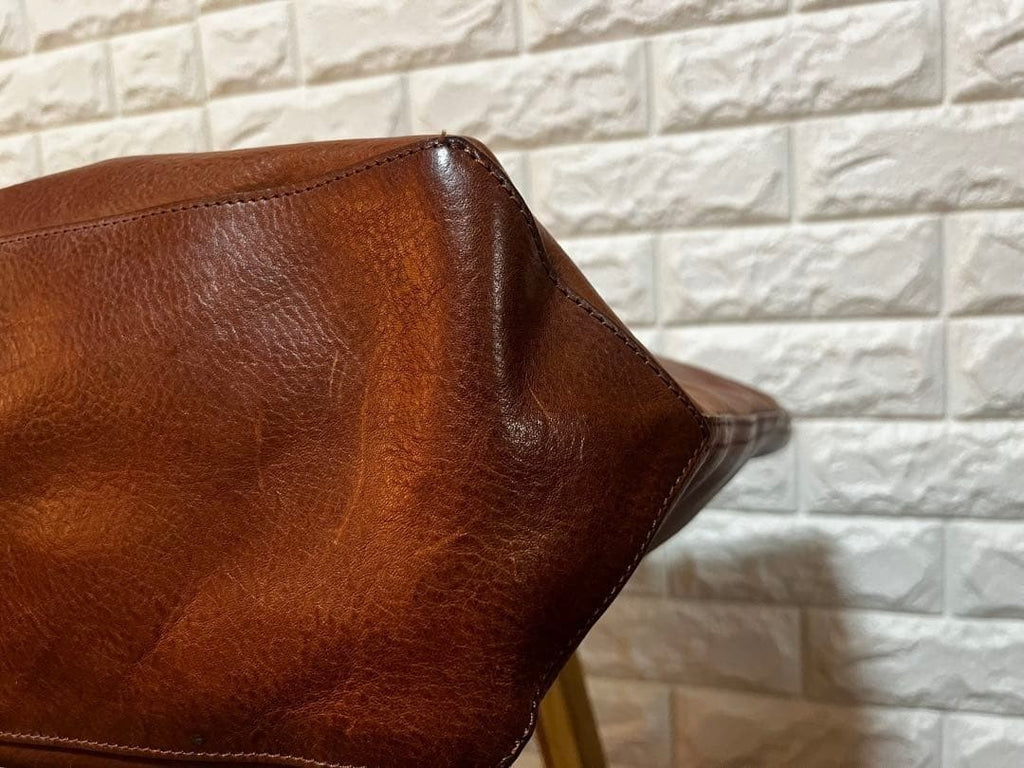 Polo Ralph Lauren Vintage Big Pony Embossed Leather Tote Bag Brown Large