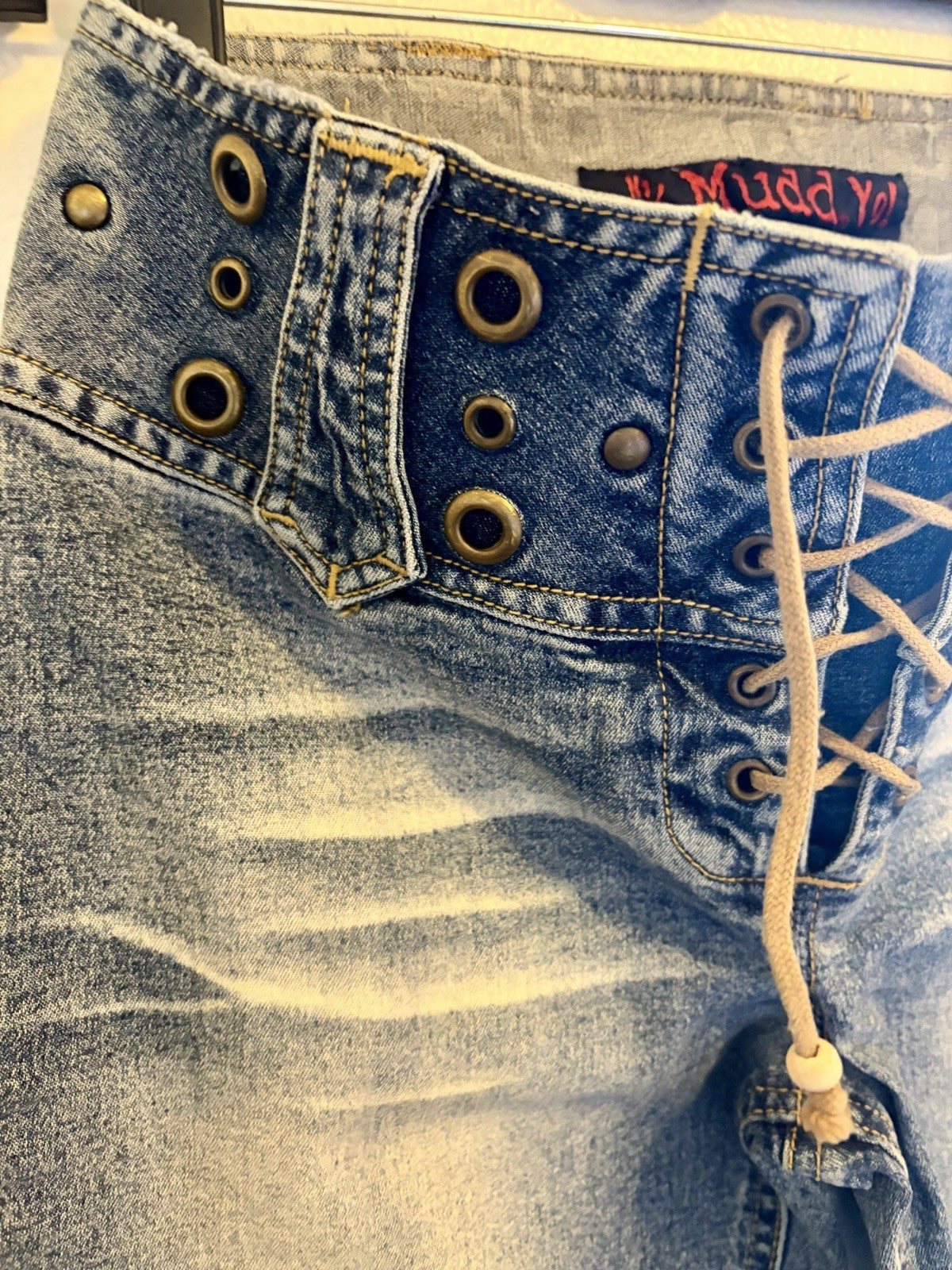 Mudd 1990s Lace Grommet Studded Low Rise Flare Jeans Size 1