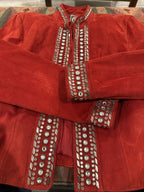 Double D Ranch Embellished Red Leather Jacket Sz S
