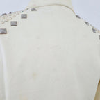 Double D Ranch Studded Ivory Leather Biker Jacket Medium