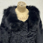 Vintage Y2K Jet Black Rabbit and Fox Fur Jacket
