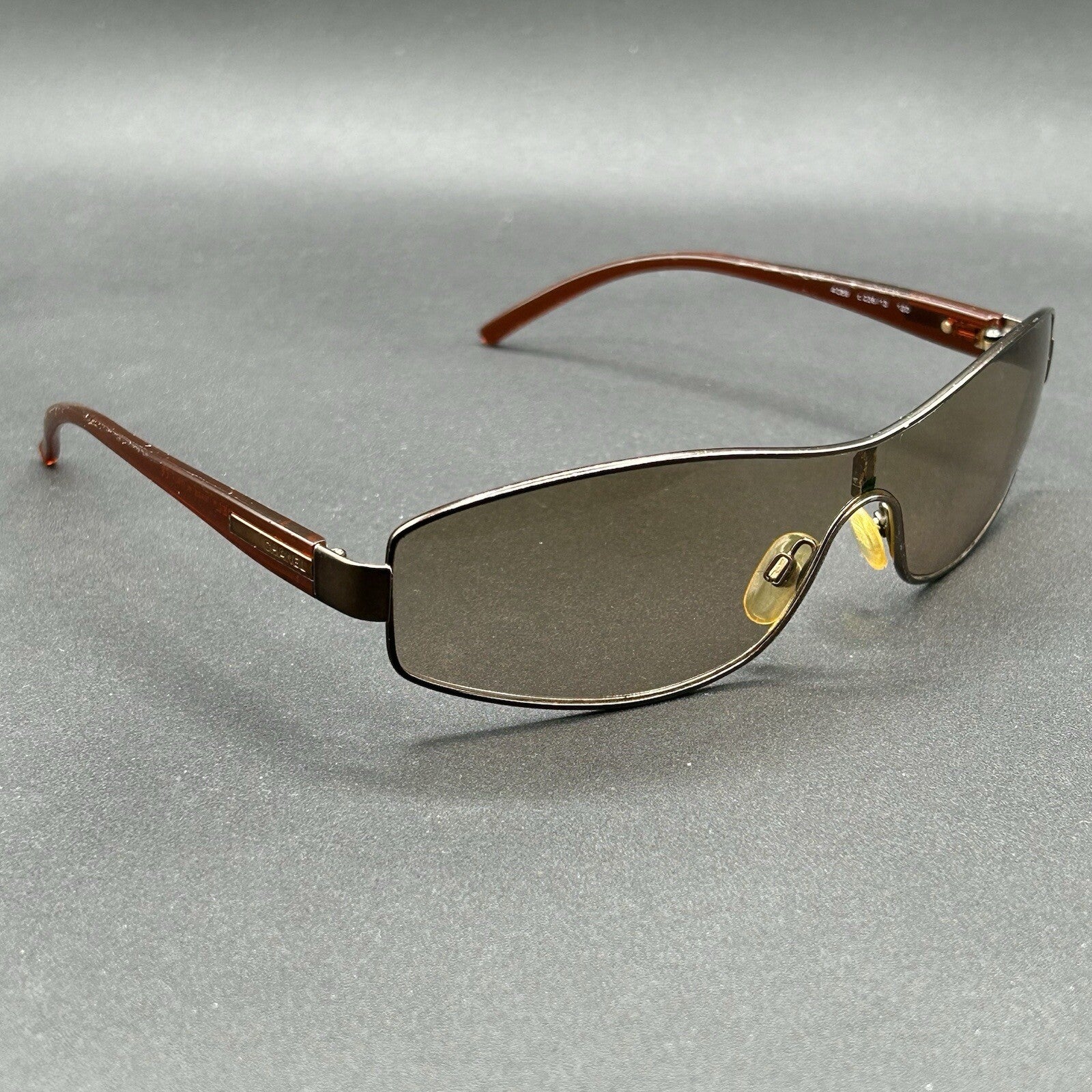 Chanel 4089 236/13 VTG Shield Sunglasses Brown Gradient Italy 120 Used w/ Ser. #