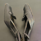 Prada Black Leather Square Toe Slingback Pump Size 35.5