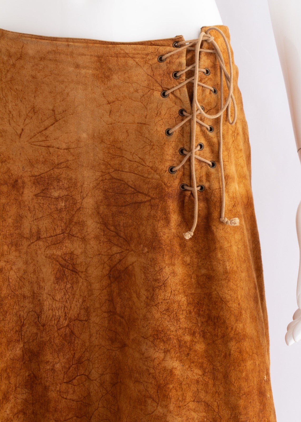 Plein Sud Suede Leather Lace Up Tie Asymmetric Skirt
