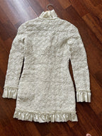 Alexander Wang Smocked Ruffle Long Jacket Dress S In Vintage White