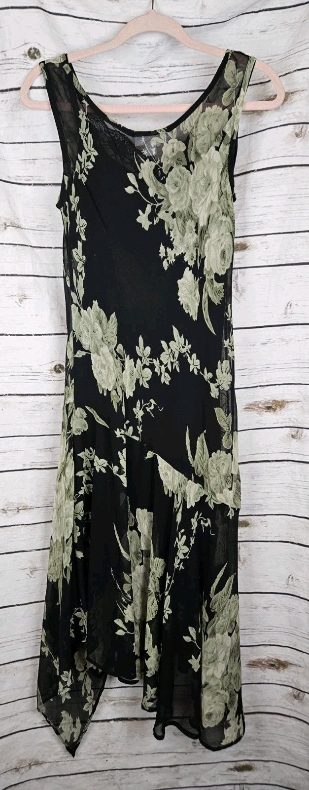 Vintage Bias Floral Beaded Overlay Slip Dress