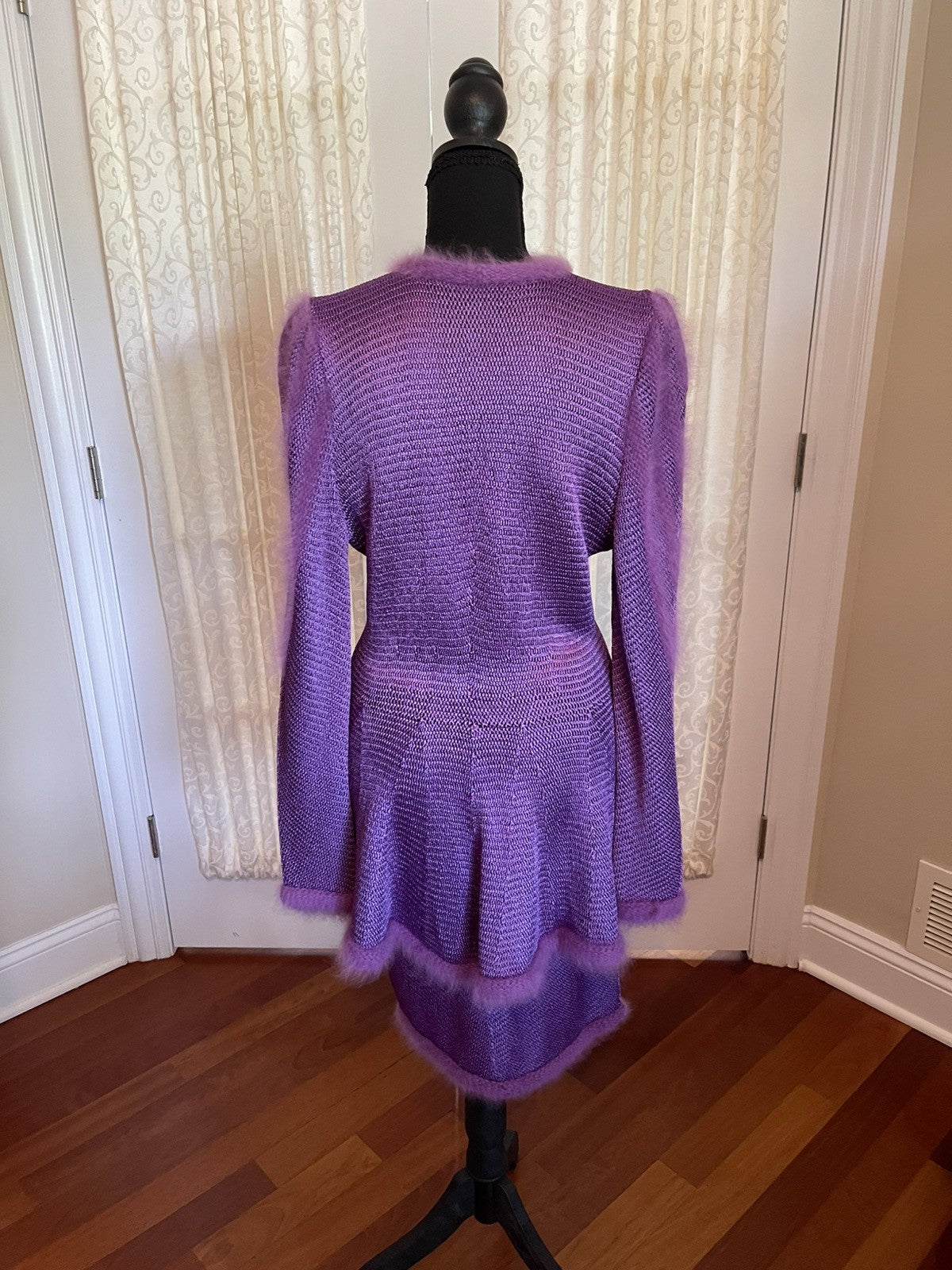Heidi Beck Germany Viscose Knit Jacket Pants and Skirt Purple Set Size 23-28