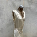 Vintage 1930s White Candlelight Silk Satin Gown Bias Cut Wedding Bridal Dress