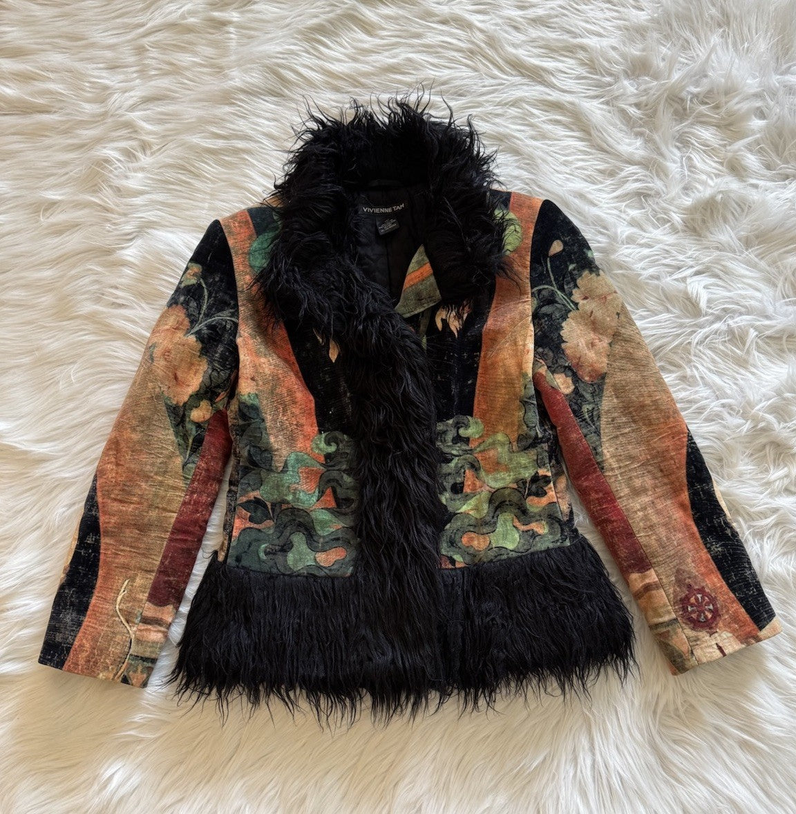 Vivienne Tam Buddha Fur Trim Coat Multicolor Size 1
